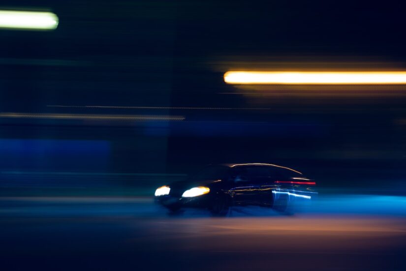 Blurry car in dark