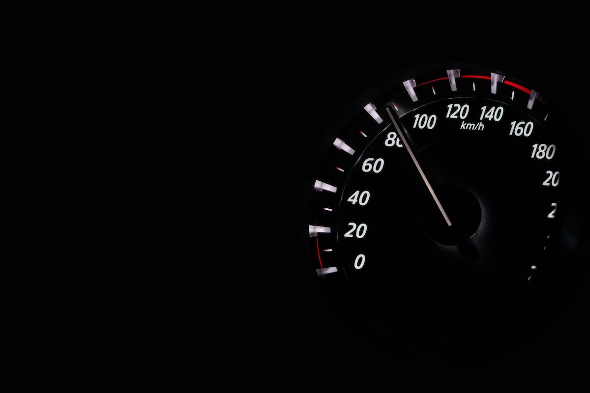 Speedometer of Car at Night Speeding