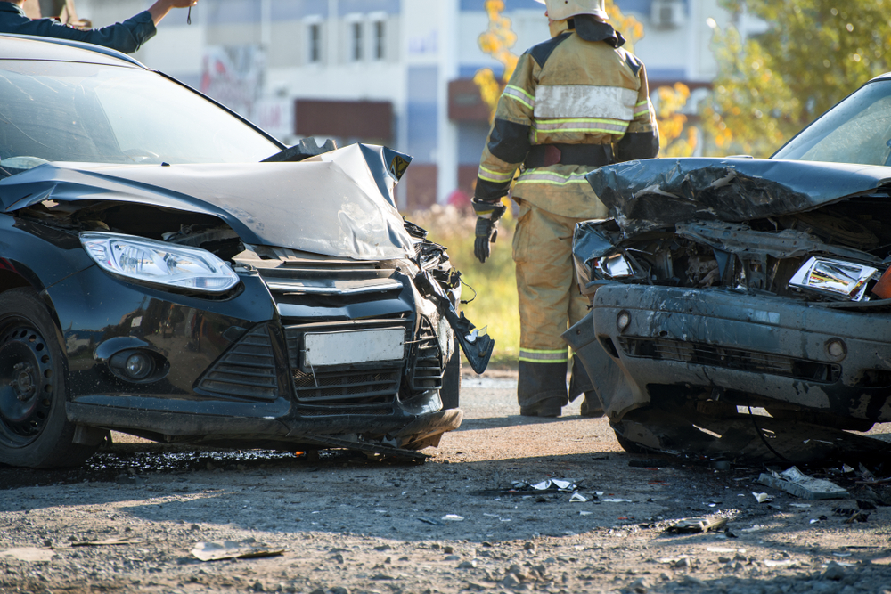 Car Accident Scene Head-On Collision