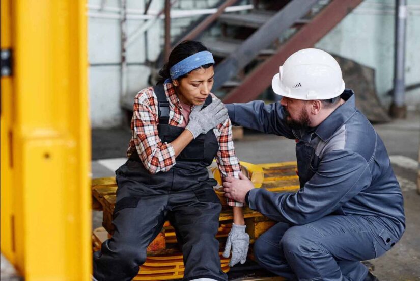 Woman injured at work.